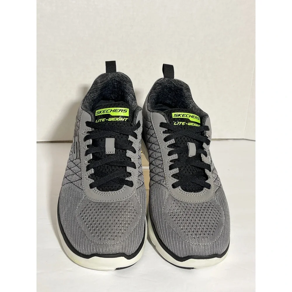 Skechers Mens Lite-Weight Dual-Lite Gray Black Sneakers 52185‎ LGBK Mens 8